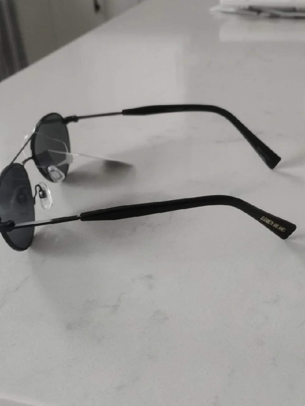 Elizabeth and James Black Slim Oval Sunglasses - Picture 2 of 12